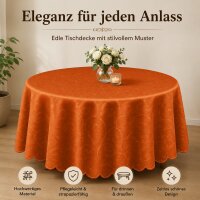 Tischdecke terracotta oval 130x220 cm damast Ornamente bügelfrei fleckenabweisend