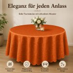 Tischdecke terracotta oval 130x220 cm damast Ornamente bügelfrei fleckenabweisend