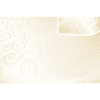 Tischdecke champagner oval 130x220 cm damast Ornamente b&uuml;gelfrei fleckenabweisend