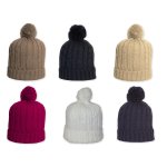 Bommelmütze Pompon Strick Mütze Damen Strickmütze Beanie 6 Farben