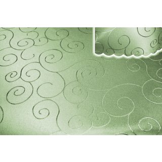 Tischdecke lindgr&uuml;n 110x110 cm damast Ornamente Mitteldecke b&uuml;gelfrei fleckenabweisend