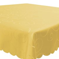 Tischdecke gelb 110x110 cm damast Ornamente Mitteldecke b&uuml;gelfrei fleckenabweisend