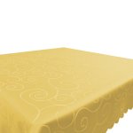 Tischdecke gelb 110x110 cm damast Ornamente Mitteldecke b&uuml;gelfrei fleckenabweisend