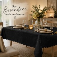 Tischdecke schwarz 110x140 cm eckig damast Ornamente Mitteldecke bügelfrei fleckenabweisend