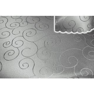 Tischdecke silber 110x140 cm eckig damast Ornamente Mitteldecke b&uuml;gelfrei fleckenabweisend