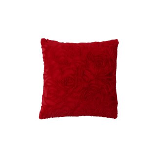 Kissenbezug 40x40 cm rot Rose Plüsch Kissenhülle Deko Couch Kissen