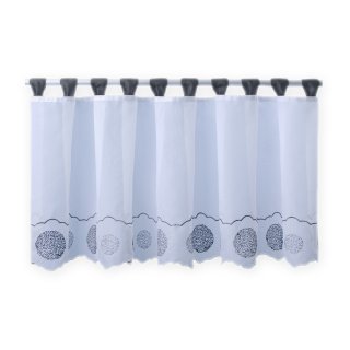 Bistrogardine Punkte ca. 155x45 cm Cafehaus Gardine Voile transparent weiß grau