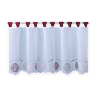 Bistrogardine Punkte ca. 155x45 cm Cafehaus Gardine Voile transparent weiß bordeaux
