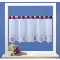 Bistrogardine Punkte ca. 155x45 cm Cafehaus Gardine Voile transparent weiß bordeaux