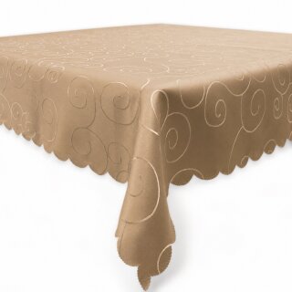 Tischdecke 110x180 cm braun hell eckig damast Ornamente Mitteldecke bügelfrei fleckenabweisend