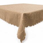 Tischdecke 110x180 cm braun hell eckig damast Ornamente Mitteldecke bügelfrei fleckenabweisend