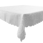 Tischdecke 110x180 cm weiß eckig damast Ornamente Mitteldecke bügelfrei fleckenabweisend