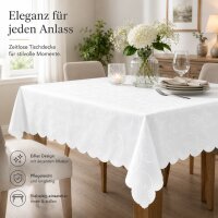 Tischdecke weiß eckig 110x220 cm damast Ornamente bügelfrei fleckenabweisend