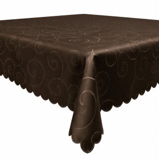 Tischdecke braun dunkel 135x180 cm eckig damast Ornamente bügelfrei fleckenabweisend