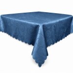 Tischdecke königsblau 130x300 cm eckig damast Ornamente bügelfrei fleckenabweisend