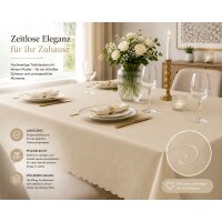 Tischdecke creme sand 130x300 cm eckig damast Ornamente bügelfrei fleckenabweisend