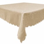 Tischdecke creme sand 130x300 cm eckig damast Ornamente bügelfrei fleckenabweisend
