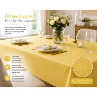 Tischdecke gelb 130x300 cm eckig damast Ornamente bügelfrei fleckenabweisend