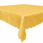 Tischdecke gelb 130x300 cm eckig damast Ornamente bügelfrei fleckenabweisend