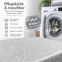 Tischdecke silber 130x300 cm eckig damast Ornamente bügelfrei fleckenabweisend