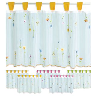 Bistrogardine Pia ca. 155x45 cm Cafehaus Gardine weiß transparent Voile Fenstergardine Vorhang bestickt