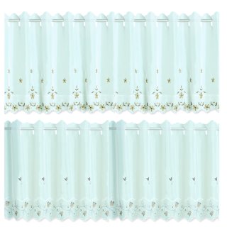 Bistrogardine Leonie ca. 155x45 cm Cafehaus Gardine weiß transparent Voile Fenstergardine Vorhang bestickt