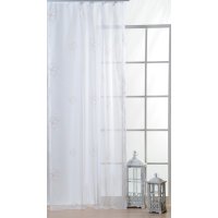 Vorhang Gardine Voile Kräuselband 140x245 Dekoschal weiß transparent Blumenmuster