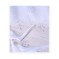 Vorhang Gardine Voile Kräuselband Türkis Blumenmuster 140x245 Dekoschal weiß transparent