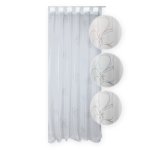 Vorhang Gardine Voile Schlaufen 140x245 Dekoschal weiß transparent Blumenmuster