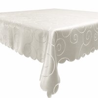Tischdecke champagner 130x340 cm eckig damast Ornamente...