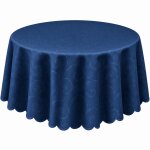 Tischdecke königsblau rund 135 cm Ø Struktur damast Tafeltuch circle bügelfrei