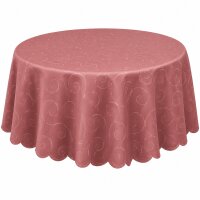 Tischdecke altrosa rund 180 cm Ø  damast Ornamente...