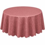 Tischdecke altrosa rund 180 cm Ø  damast Ornamente bügelfrei fleckenabweisend