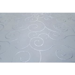 Tischdecke weiß rund 180 cm Ø  damast Ornamente bügelfrei fleckenabweisend