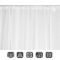 Voile Dekoschal Gardine Emotion weiß Organza Vorhang Kräuselband  weiß