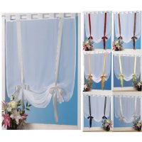 Bistrogardine 100x160 cm grün Schlaufen Raffgardine halbtransparent