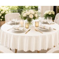 Tischdecke champagner oval 160x220 cm damast Ornamente bügelfrei fleckenabweisend