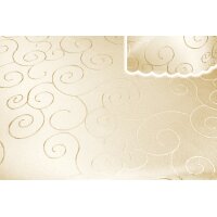 Tischdecke champagner oval 160x220 cm damast Ornamente bügelfrei fleckenabweisend