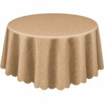 Tischdecke braun hell oval 160x220 cm damast Ornamente bügelfrei fleckenabweisend