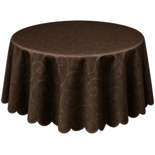 Tischdecke braun dunkel oval 160x220 cm damast Ornamente bügelfrei fleckenabweisend