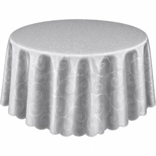 Tischdecke silber oval 160x220 cm damast Ornamente bügelfrei fleckenabweisend