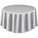 Tischdecke silber oval 160x220 cm damast Ornamente bügelfrei fleckenabweisend