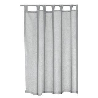 Vorhang silber 140x145 cm halbtransparent Seidenglanz Schlaufen Gardine Schlaufenschal