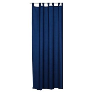 Vorhang blau 140x245 cm halbtransparent Seidenglanz Schlaufen Gardine Schlaufenschal