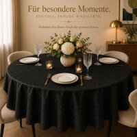 Tischdecke schwarz oval 130x360 cm Struktur damast circle bügelfrei fleckenabweisend