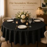 Tischdecke schwarz oval 130x360 cm Struktur damast circle bügelfrei fleckenabweisend