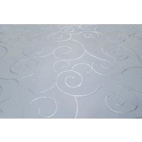 Tischdecke oval weiß 160x400 cm Struktur damast...