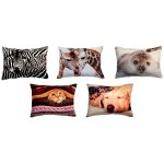 Kissenhülle Fotodruck Tiere Kurzplüsch Kissenbezug Deko Kissen 40x60