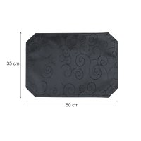 Tischset schwarz 35x50 cm Struktur damast Ornamente Platzset bügelfrei Deckchen