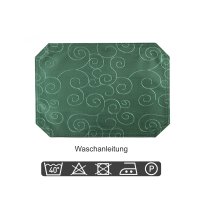 Tischset grün dunkel 35x50 cm Struktur damast Ornamente Platzset bügelfrei Deckchen